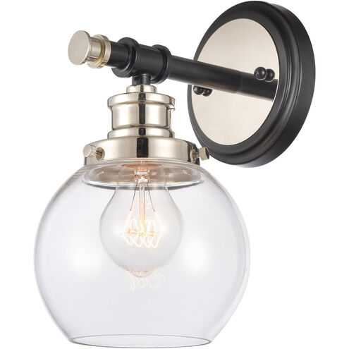 Saybrook 1 Light 6 inch Black Polished Nickel Sconce Wall Light in Clear Glass