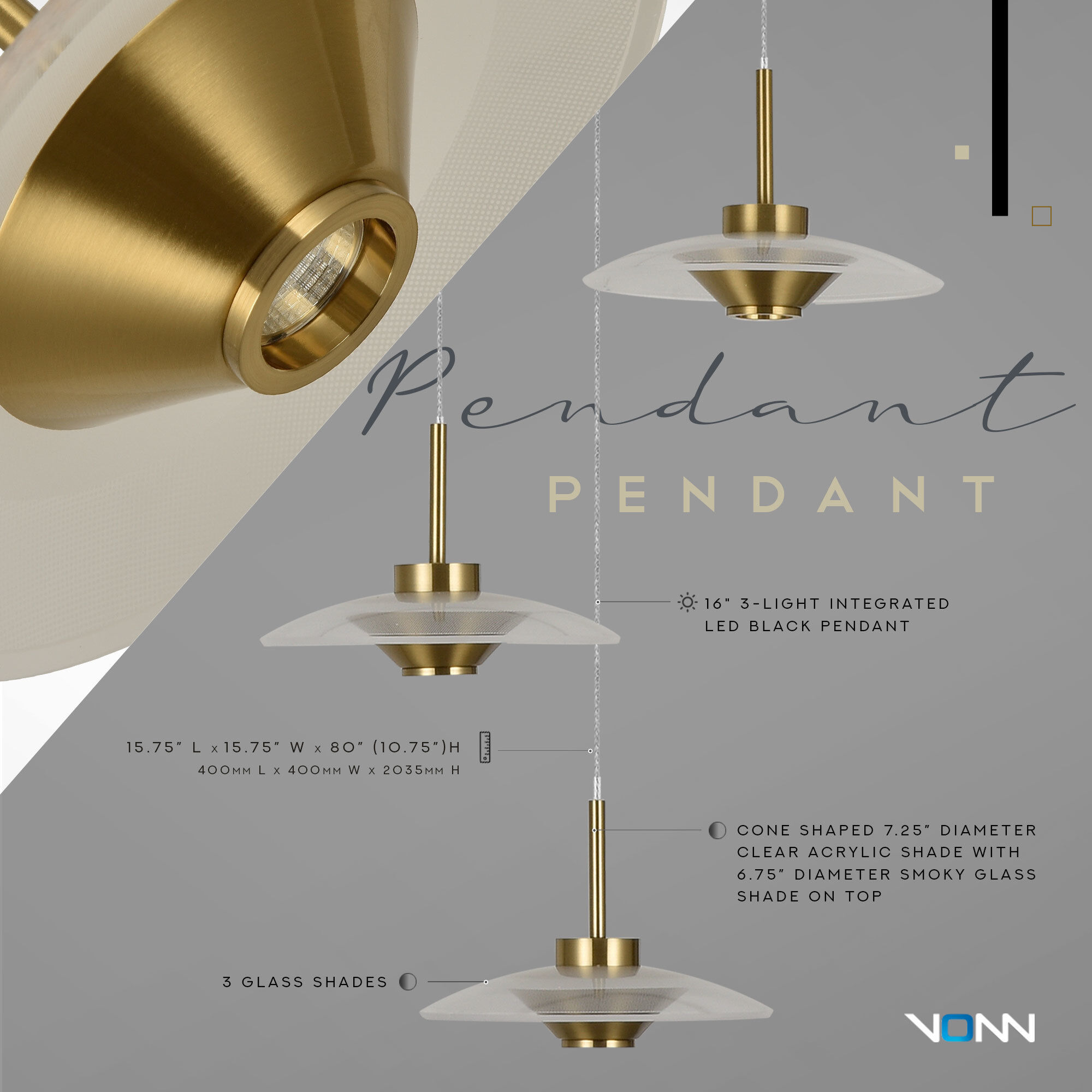 Ferrara Series 15.75 inch Antique Brass Pendant Ceiling Light, Artisan Collection