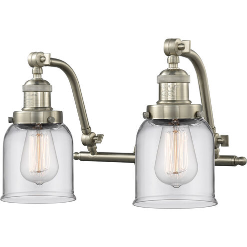 Franklin Restoration Small Bell LED 18 inch Brushed Satin Nickel Bath Vanity Light Wall Light in Clear Glass, Franklin Restoration