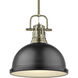 Yep Duncan 1 Light 14 inch Aged Brass Pendant Ceiling Light in Matte Black, Large