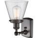 Ballston Small Cone LED 6 inch Oil Rubbed Bronze Sconce Wall Light in Seedy Glass, Ballston