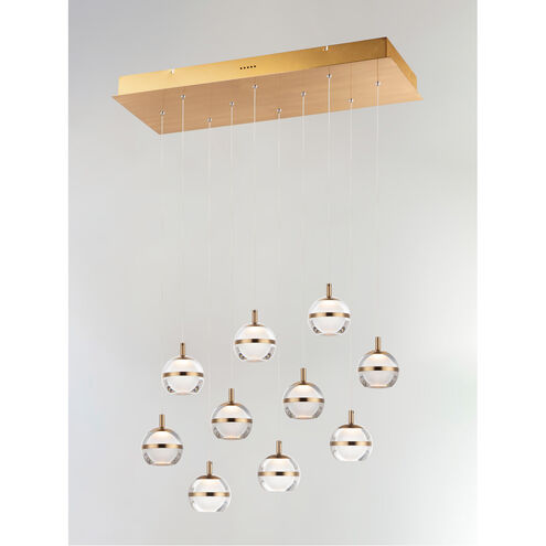 Swank LED 12.5 inch Natural Aged Brass Multi-Light Pendant Ceiling Light