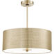Grid 3 Light 18 inch Soft Rass Pendant Ceiling Light in Soft Brass