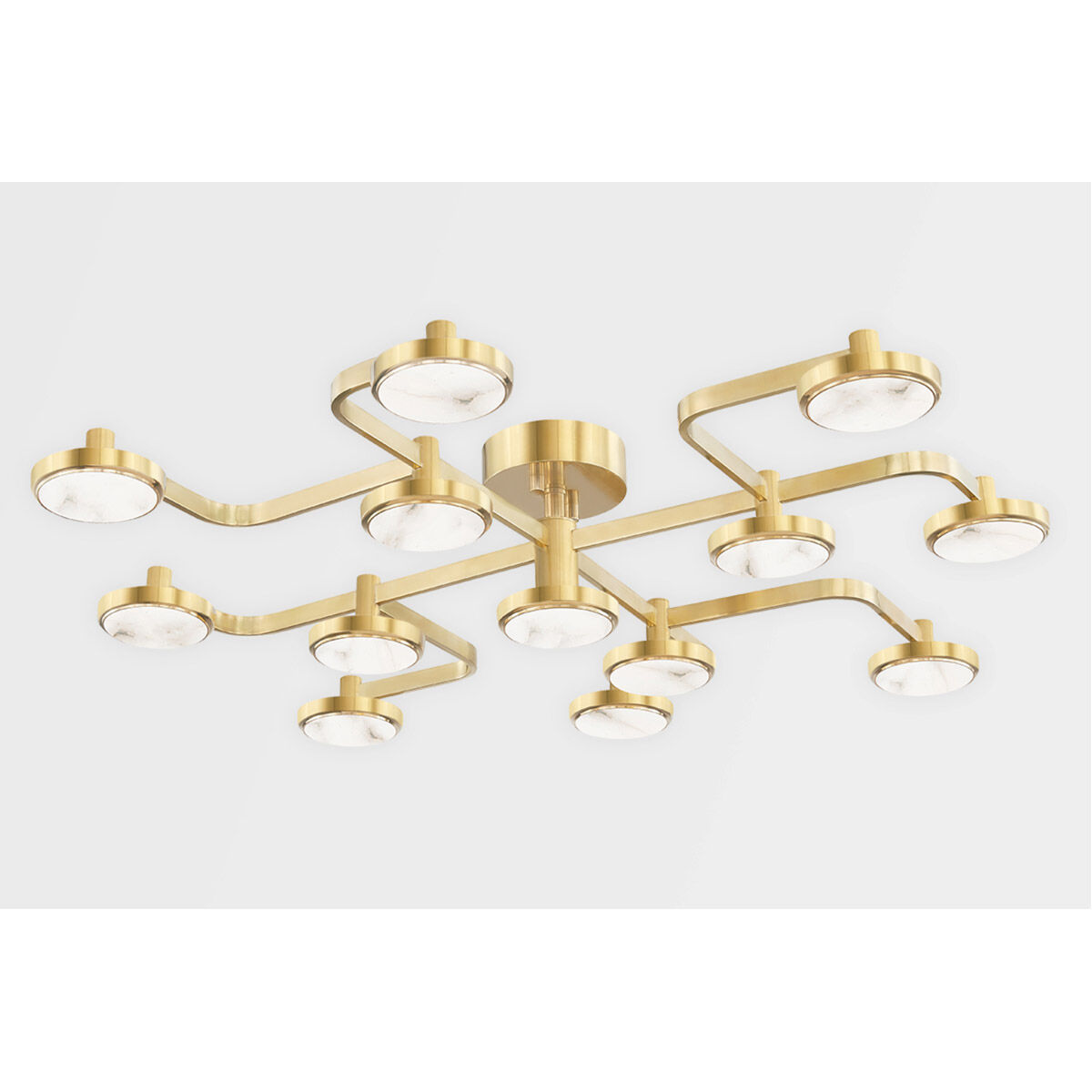 Meander LED 43.25 inch Aged Brass Semi Flush Ceiling Light