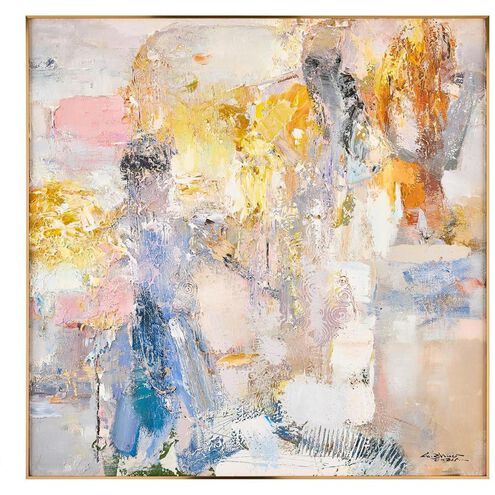 LM Zhou's Warm Reflections 47.5 X 47.5 inch Oils and Original Art