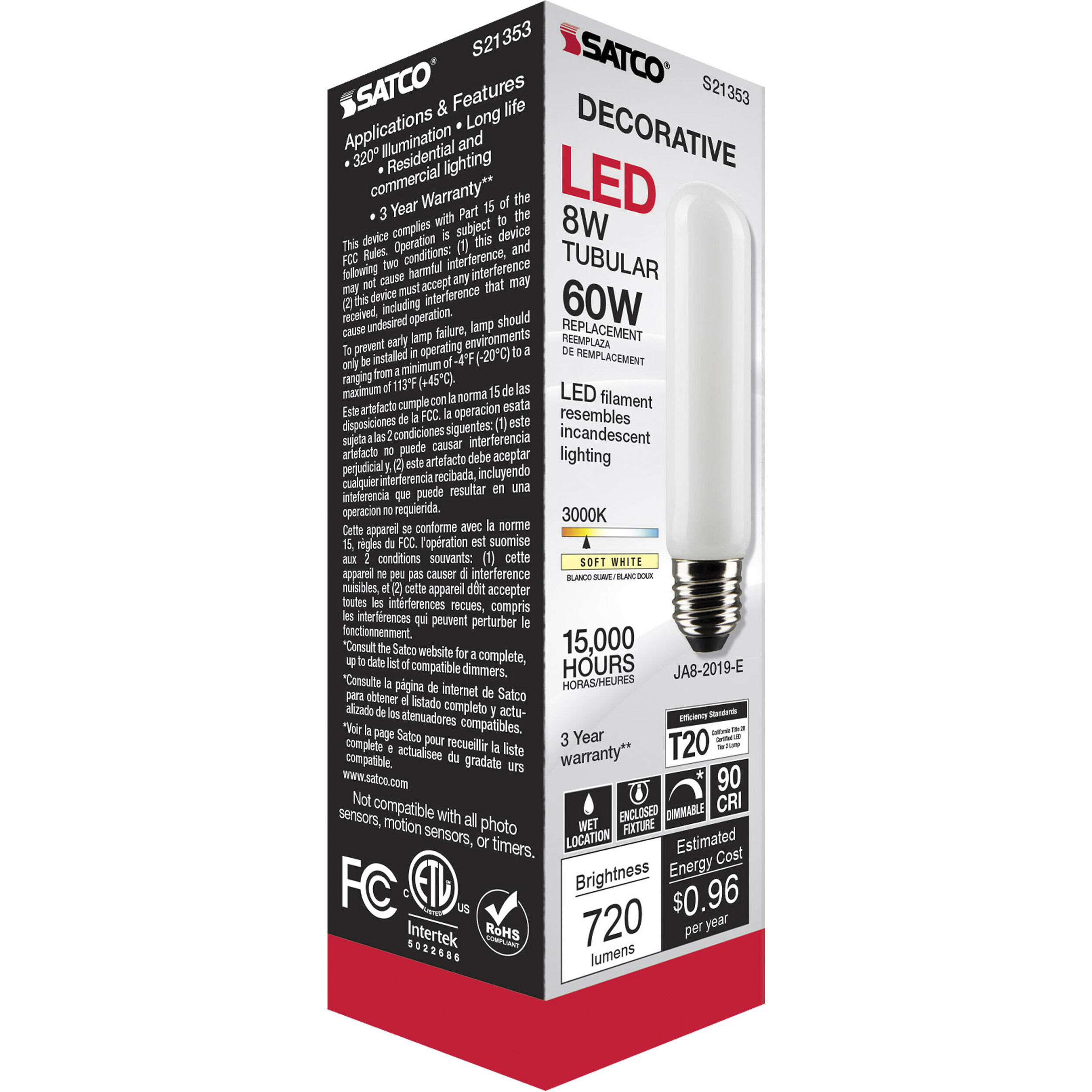 Lumos LED Medium Medium 8.00 watt 3000K LED Filament