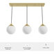 Hepburn 3 Light 7.25 inch Modern Brass Linear Cluster Pendant Ceiling Light, Medium