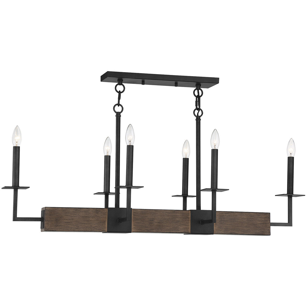 Industrial 6 Light 42 inch Remington Linear Chandelier Ceiling Light