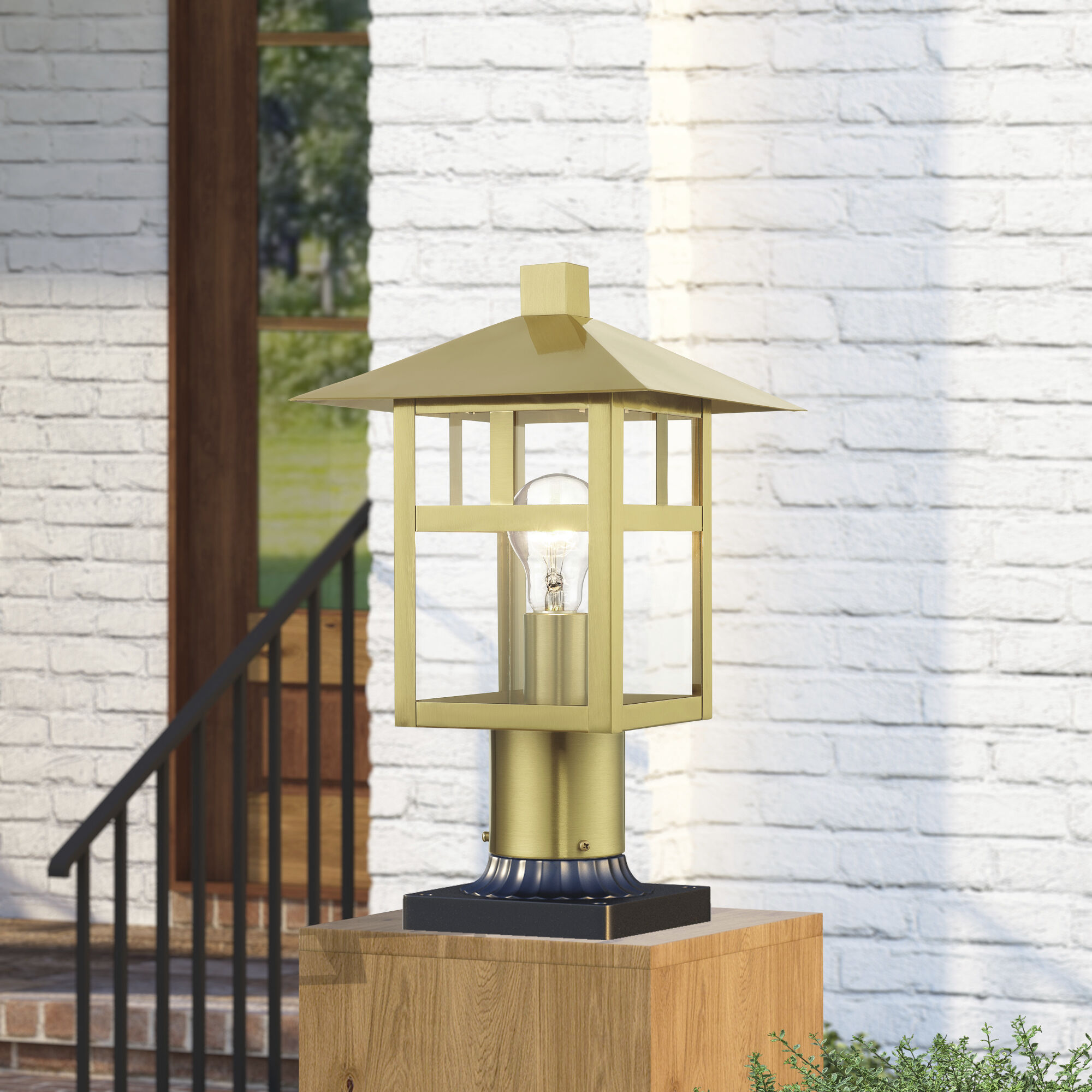 Crestlake 1 Light 13.5 inch Satin Gold Outdoor Post Top Lantern