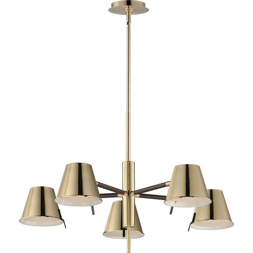 Carlo LED 28 inch Dark Bronze/Leather/Heritage Brass Chandelier Ceiling Light