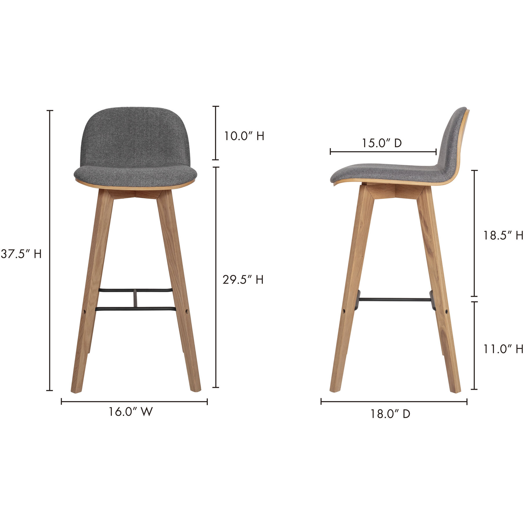 Napoli 38 inch Grey Barstool