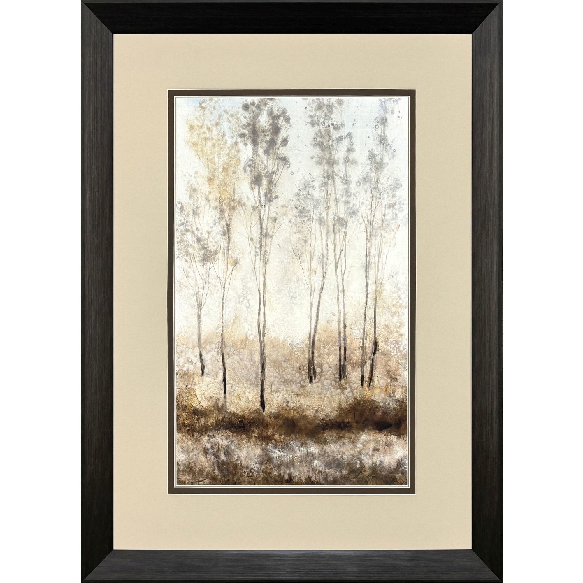 Woodland Shimmer Light Brown and Beige and Gray and Neutral Framed Art