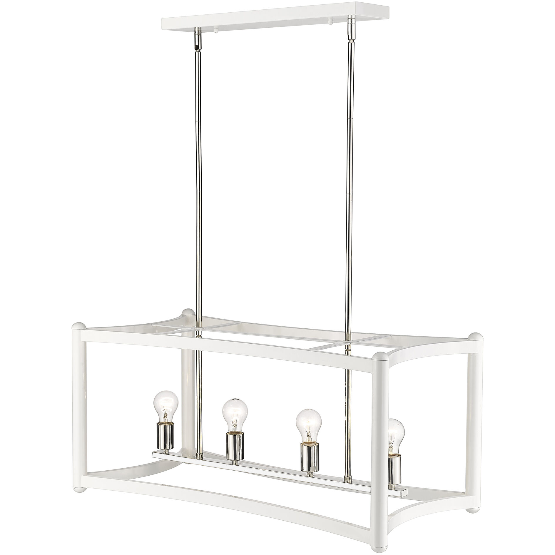 Coyle 4 Light 32 inch White with Polished Nickel Cluster Pendant Ceiling Light