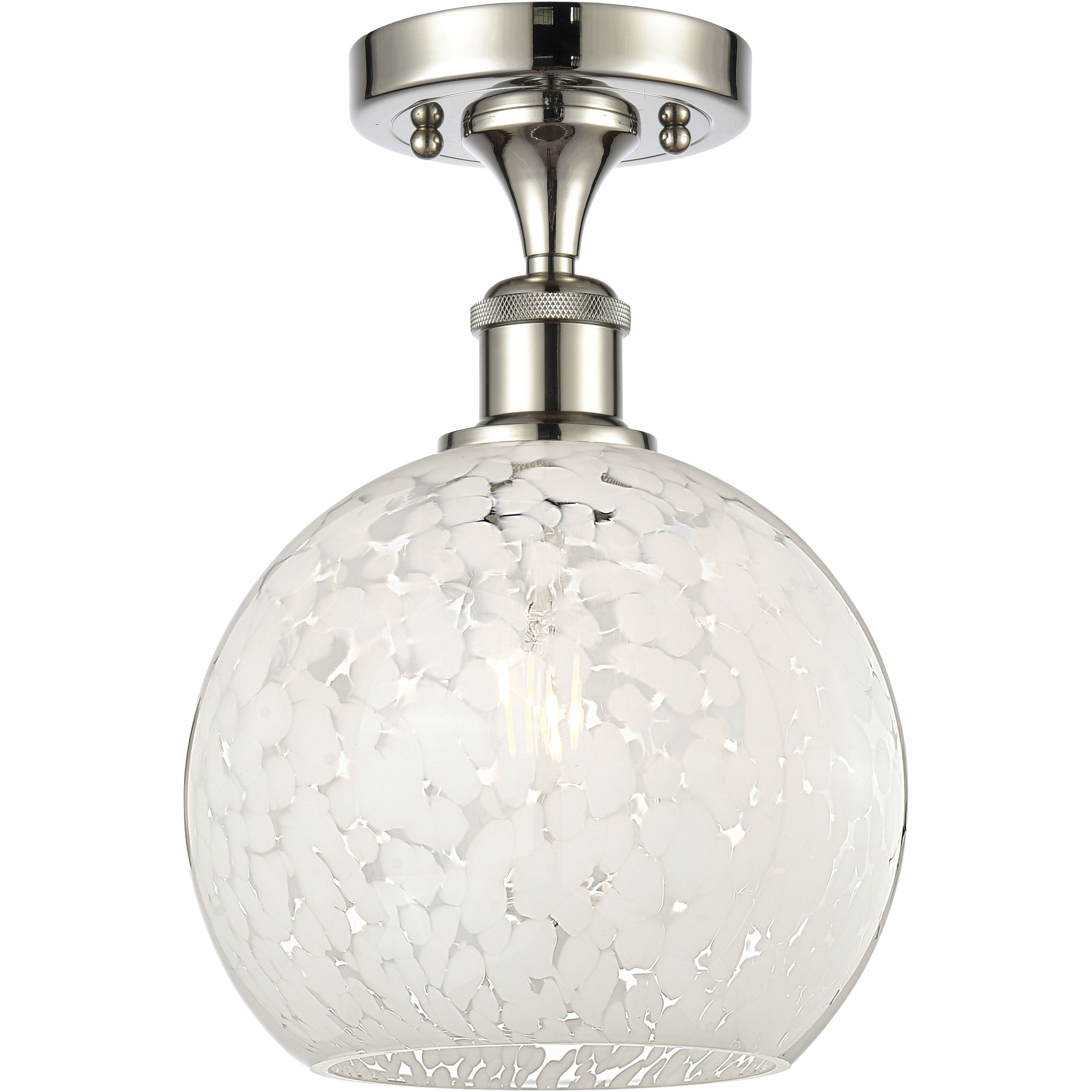 Ballston White Mouchette 1 Light 8 inch Polished Nickel Semi-Flush Mount Ceiling Light