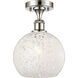 Ballston White Mouchette 1 Light 8 inch Polished Nickel Semi-Flush Mount Ceiling Light