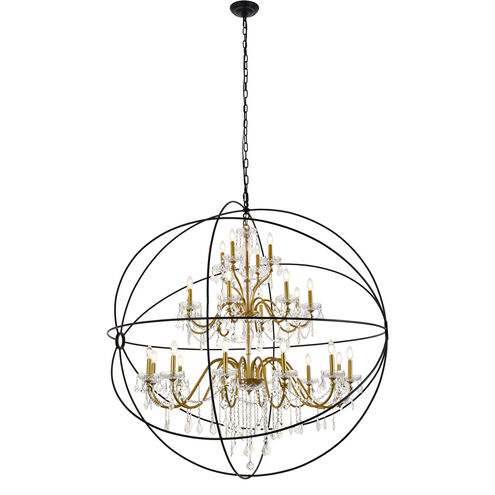 Cordelia 24 Light 59 inch Black and Gold Pendant Ceiling Light