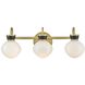 Lucy 3 Light 25 inch Lacquered Brass with Black Bath Light Wall Light
