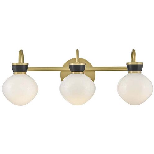 Lucy 3 Light 25 inch Lacquered Brass with Black Bath Light Wall Light