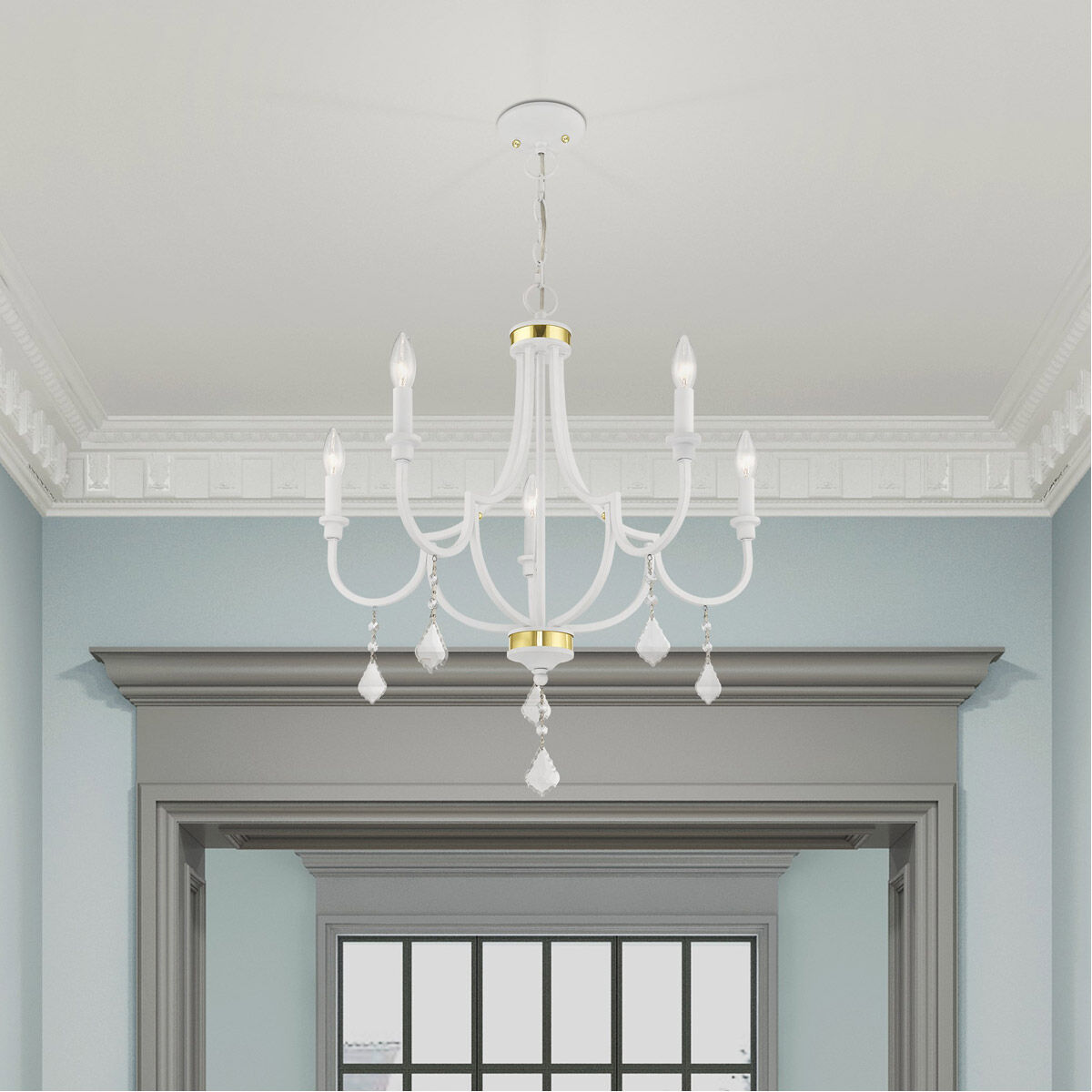 Glendale 5 Light 25 inch White Chandelier Ceiling Light