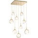 Gem LED 30.1 inch Gilded Brass Chandelier Ceiling Light in Amber, 2700K LED, Square Multi-Port