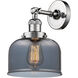 Franklin Restoration Large Bell LED 8 inch Polished Chrome Sconce Wall Light in Plated Smoke Glass, Franklin Restoration