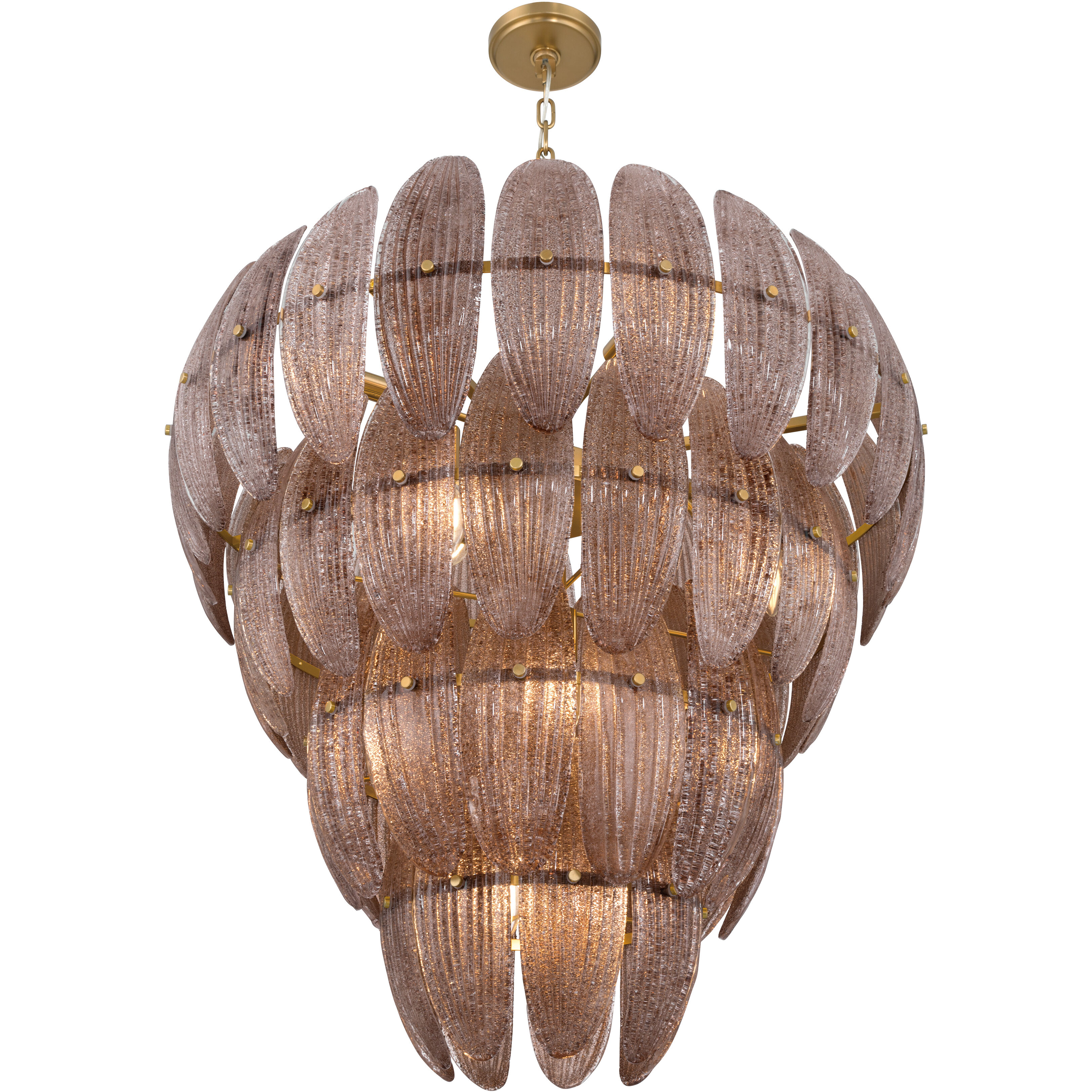 Marclaire 15 Light 32.75 inch Legacy Brass Pendant Ceiling Light in Brown Textured Handmade Glass