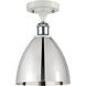 Ballston Dome LED 7.5 inch White and Polished Chrome Semi-Flush Mount Ceiling Light