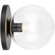 Cosmo 1 Light 7 inch Black Wall Sconce Wall Light in Black and Clear