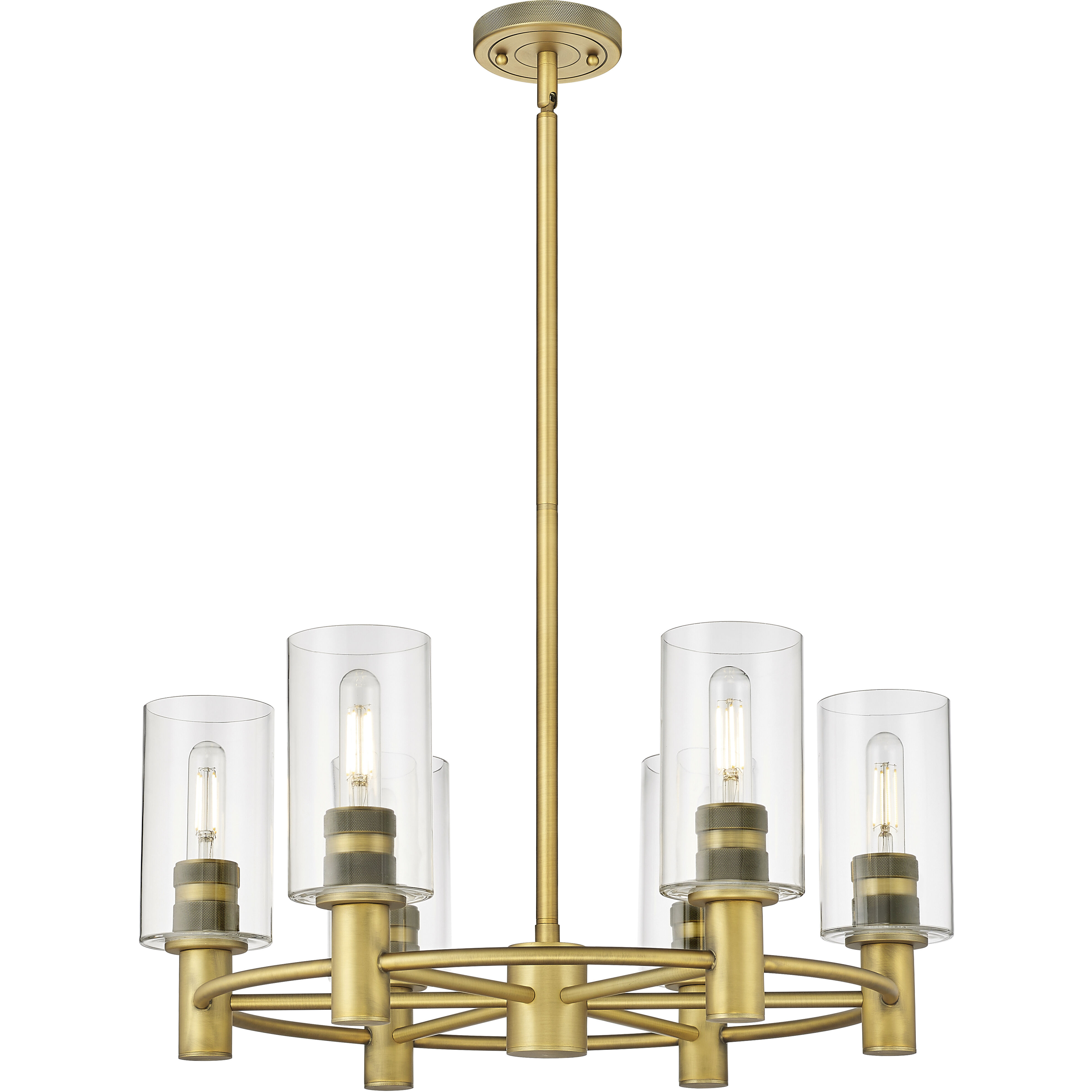 Crown Point 6 Light 24 inch Brushed Brass Chandelier Ceiling Light in Clear Glass