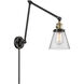 Small Cone 30 inch 3.50 watt Black Antique Brass Swing Arm Wall Light, Franklin Restoration