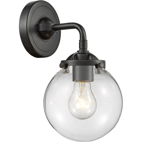 Nouveau Beacon LED 6 inch Oil Rubbed Bronze Sconce Wall Light in Clear Glass, Nouveau