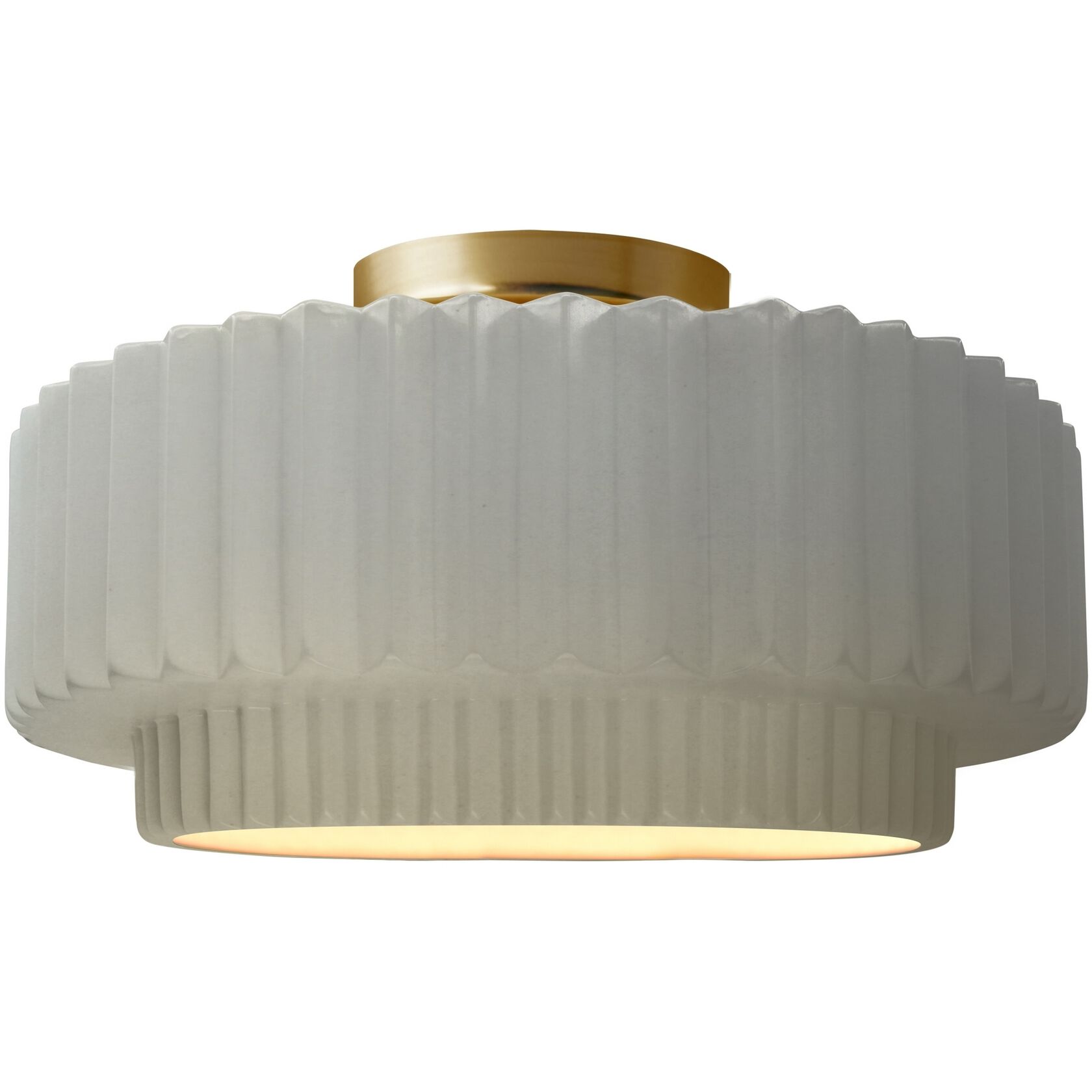 Radiance Collection - Pleated Tier 1 Light 12 inch Matte White Semi-Flush Ceiling Light, Form+Finish+Function