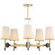 Zuri 5 Light 36 inch Antique Brass/Blue Chandelier Ceiling Light