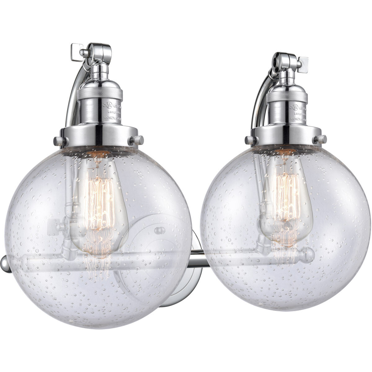 Franklin Restoration Large Beacon LED 18 inch Polished Chrome Bath Vanity Light Wall Light in Seedy Glass, Franklin Restoration