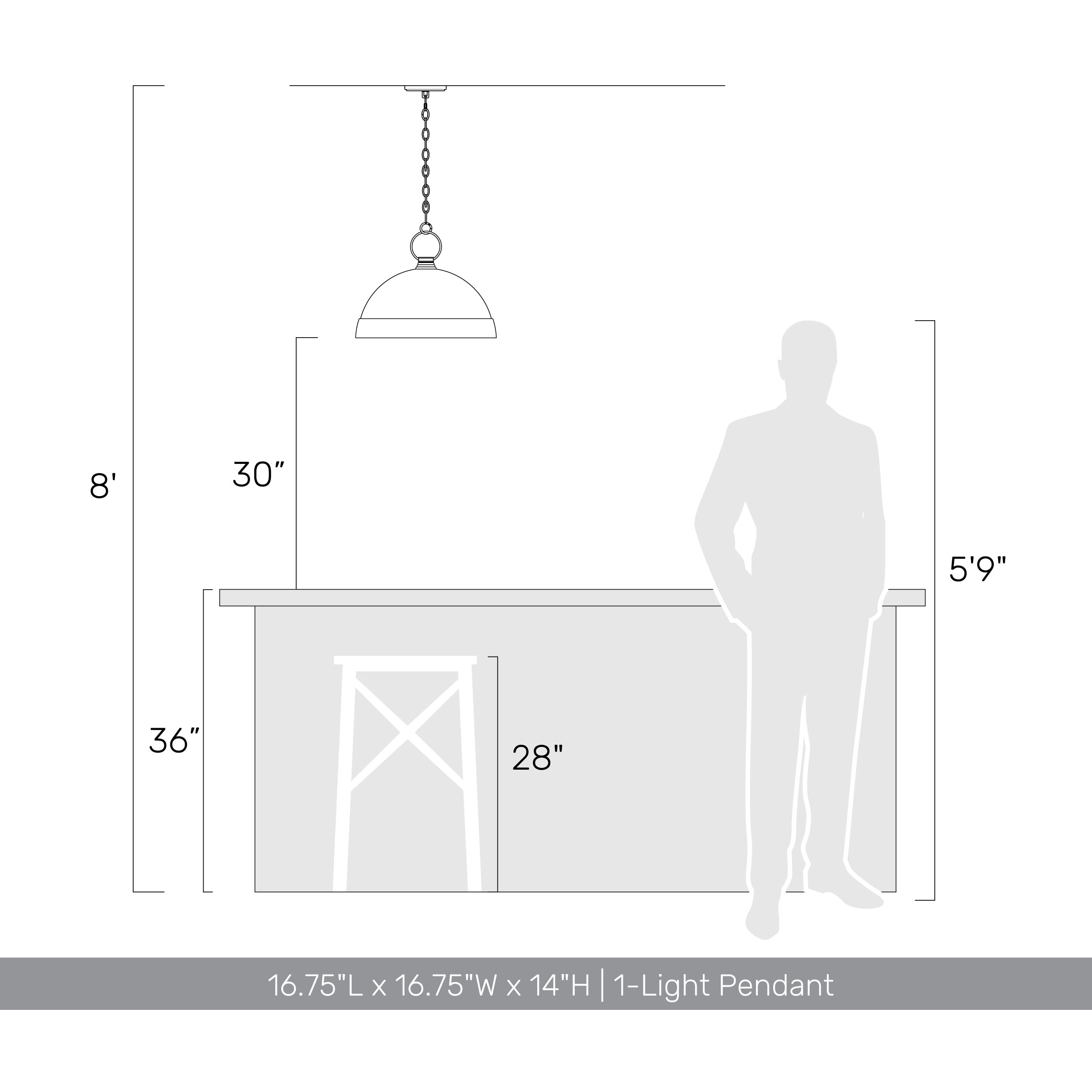 Lincoln 1 Light 16.75 inch Vintage Copper Pendant Ceiling Light