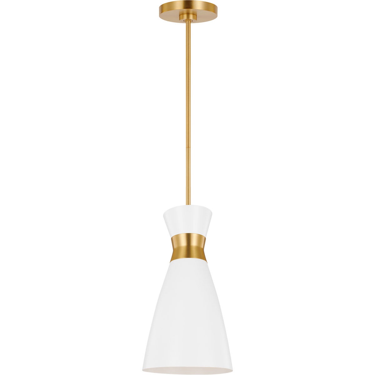 ED Ellen DeGeneres Heath 1 Light 8.13 inch Matte White and Burnished Brass Pendant Ceiling Light in Burnished Brass / Matte White