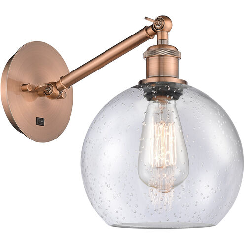 Ballston Athens LED 8 inch Antique Copper Sconce Wall Light in Seedy Glass