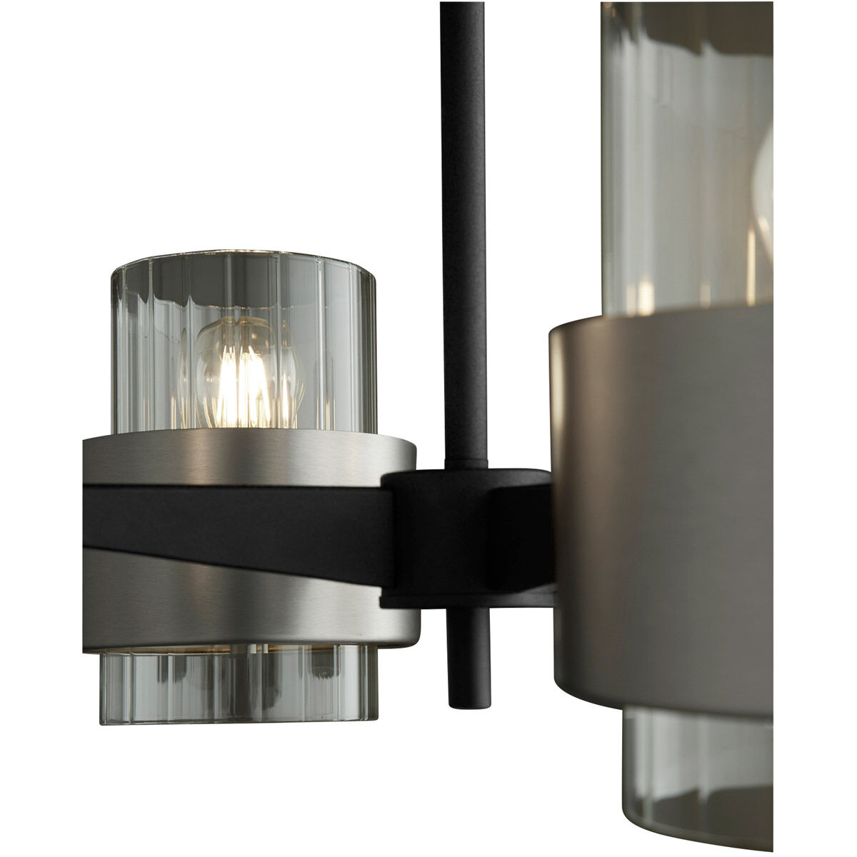 Epsilon 4 Light 25 inch Noir and Satin Nickel Chandelier Ceiling Light