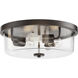 Fuller 3 Light 16 inch Oil Rubbed Bronze Flush Mount Ceiling Light in Clear