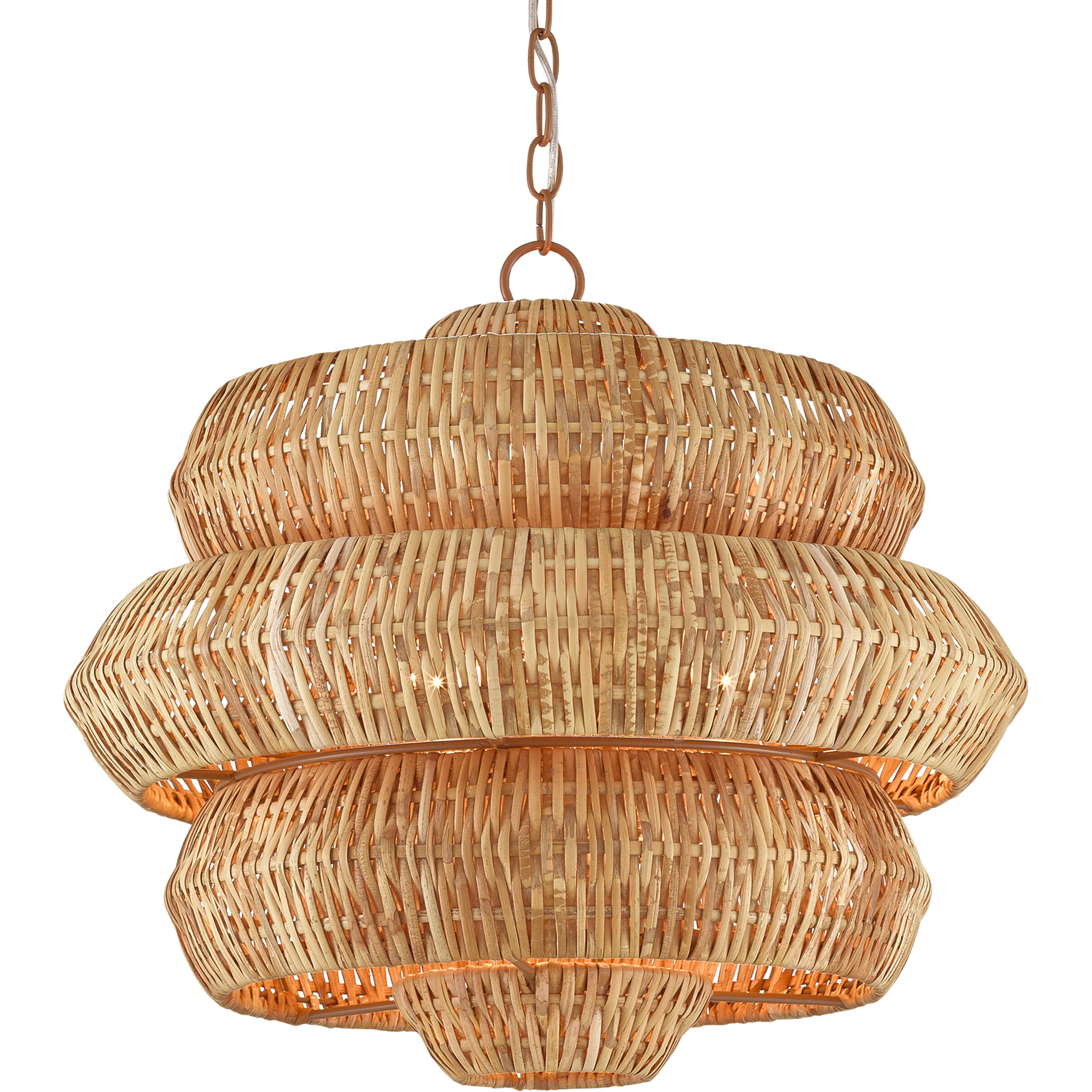 Antibes 3 Light 22.5 inch Khaki/Natural Rattan Chandelier Ceiling Light, Small