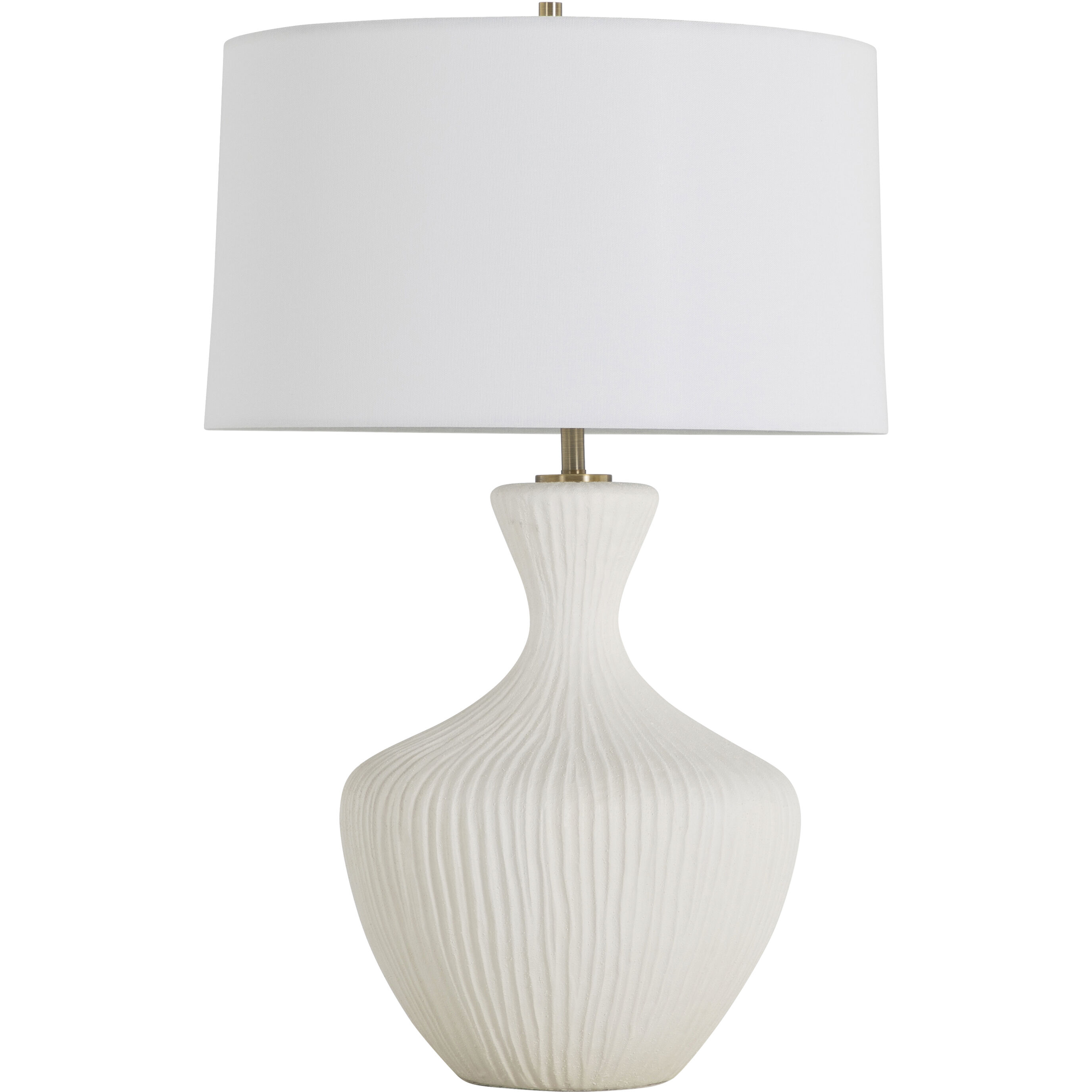 Felix 28 inch White Ceramic and Rich Brass with White Linen Table Lamp Portable Light