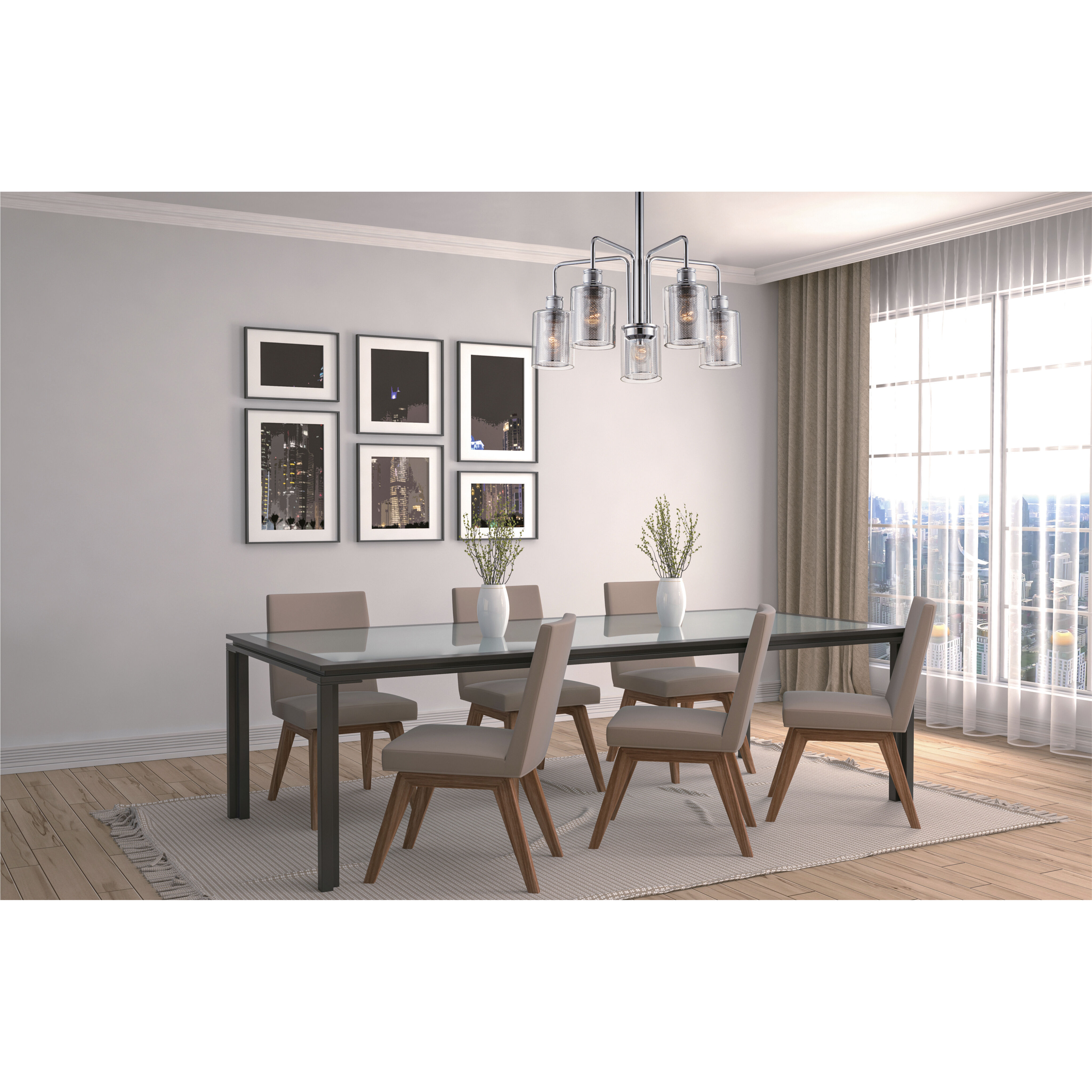 Filigree 5 Light 22 inch Polished Chrome Down Light Chandelier Ceiling Light