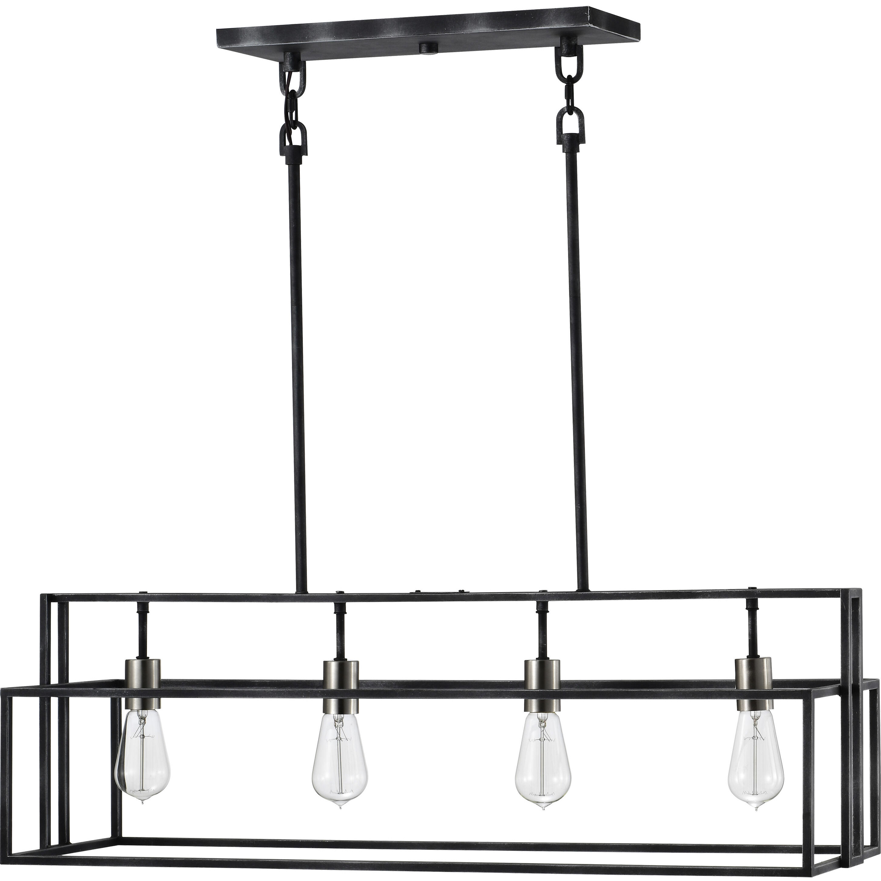 Lake 4 Light 36 inch Iron Black and Brushed Nickel Accents Island Pendant Ceiling Light