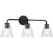 Senda 3 Light 26 inch Midnight Black Bath Vanity Wall Light in Clear Glass