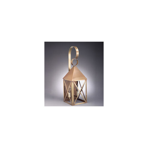 York 2 Light 23 inch Antique Brass Outdoor Wall Light in Clear Seedy Glass, Two 60W Candelabra