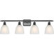 Ballston Castile 4 Light 36 inch Matte Black Bath Vanity Light Wall Light in White Glass, Ballston