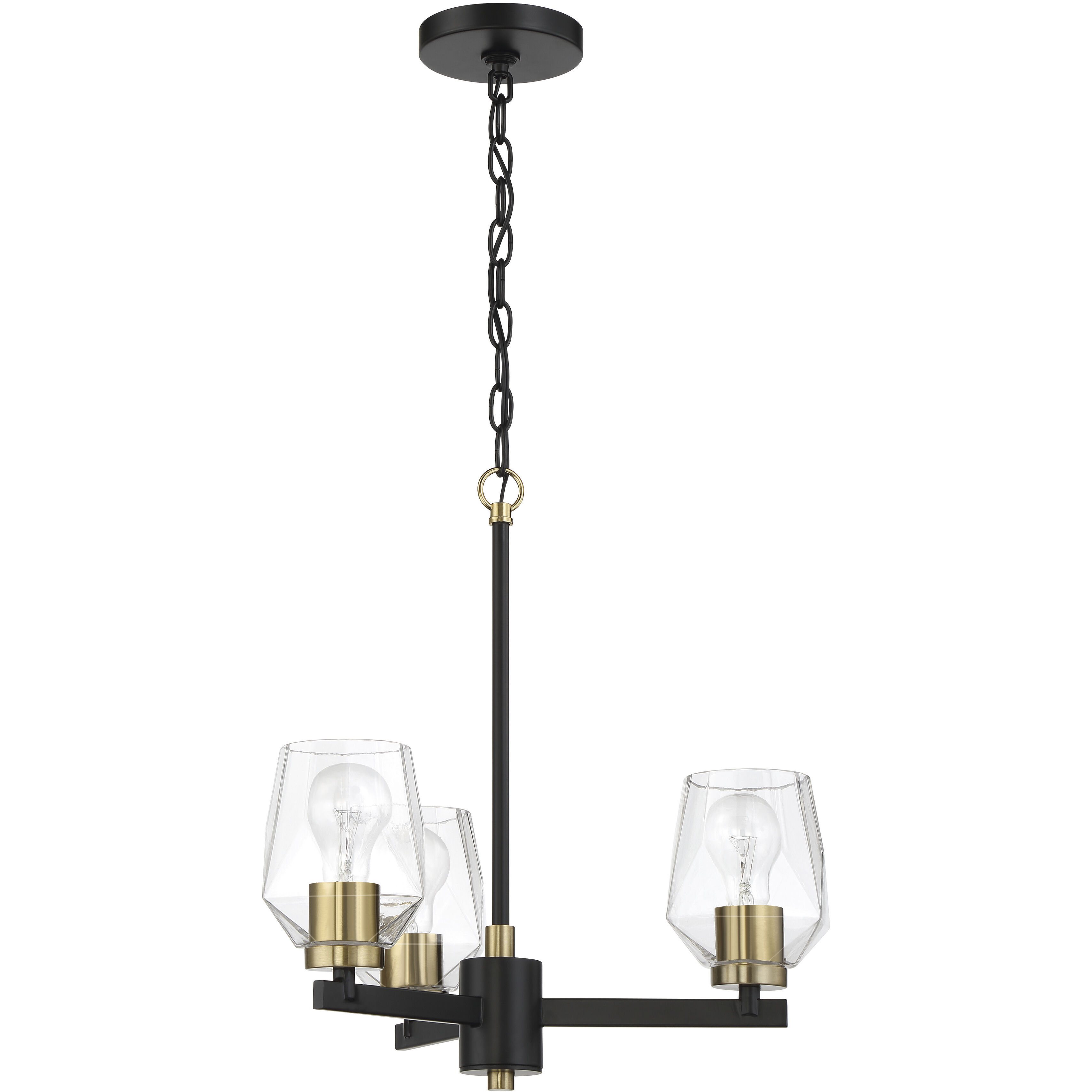 Avante Grand 3 Light 19.02 inch Flat Black and Satin Brass Chandelier Ceiling Light