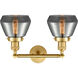 Franklin Restoration Fulton 2 Light 16.5 inch Satin Gold Bath Vanity Light Wall Light in Light Smoke Glass, Franklin Restoration