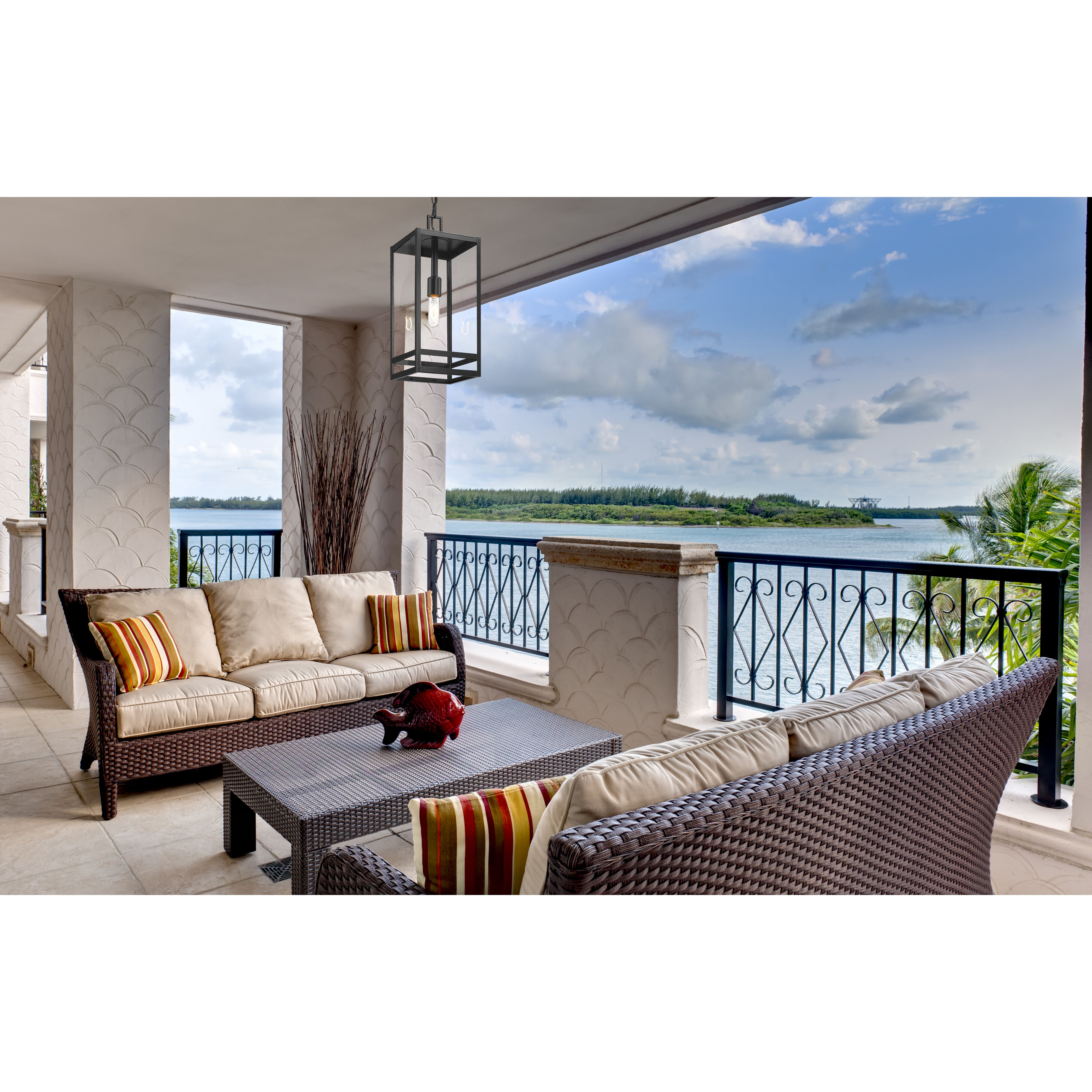 Nuri 1 Light 7.5 inch Black Outdoor Chain Mount Ceiling Fixture