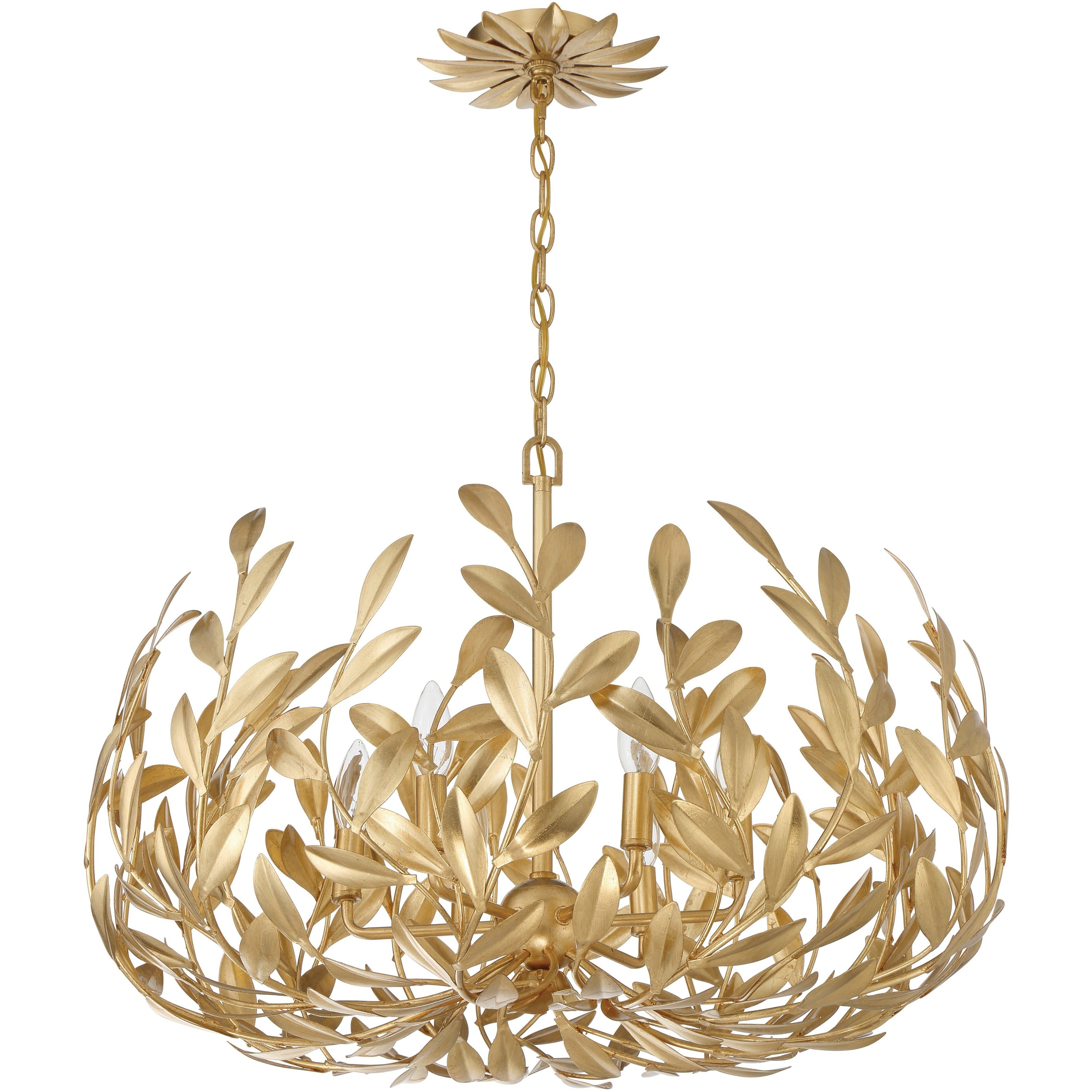 Broche 6 Light 27 inch Antique Gold Chandelier Ceiling Light